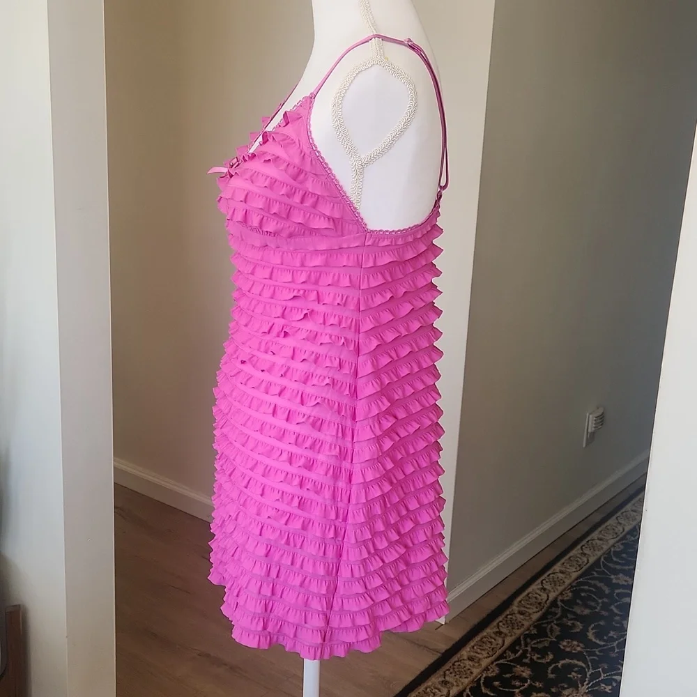 Bisou Bisou by Michele Bohbot Vintage Y2K Pink Ruffle Dress Slip M - Picture 5 of 14